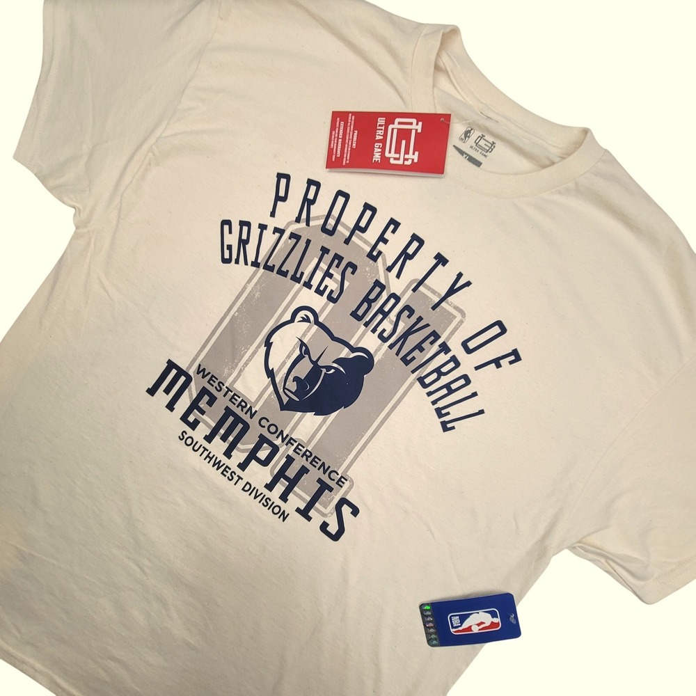 Memphis Grizzlies Basketball NBA Mens XL T Shirt Cream Ultra Game Retro Look NWT